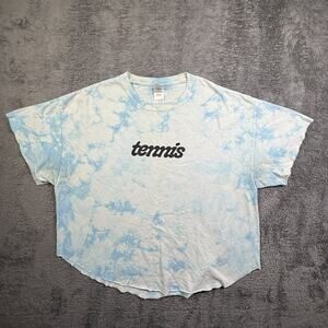 Tennis Band Tee Indie Music Cropped XL Tie Dye Blue